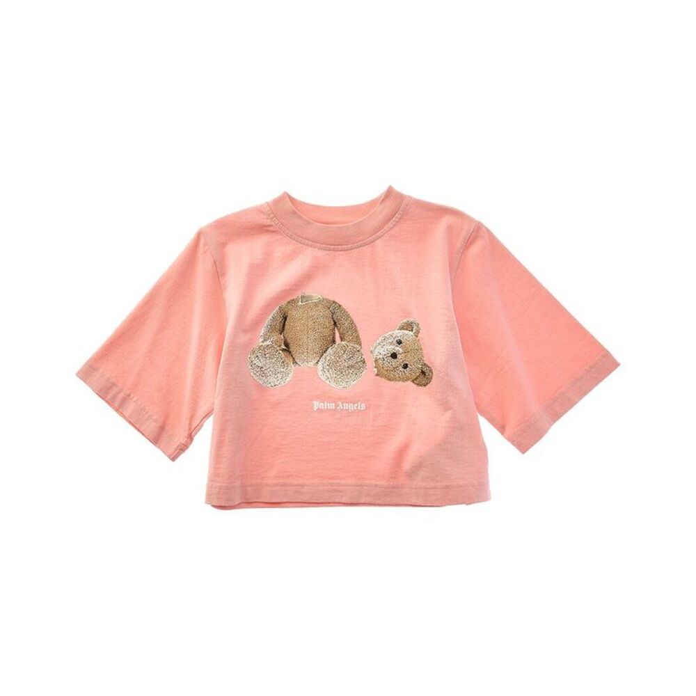 Palm Angels Girls Bear Cropped T-Shirt, Pink